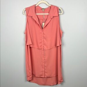 Charlie Paige sleeveless tiered button down NWT XL tunic blouse